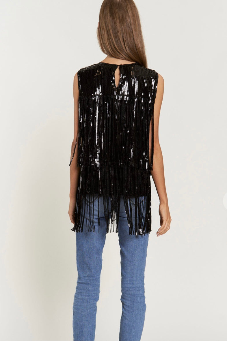 Black plus size sequin top
