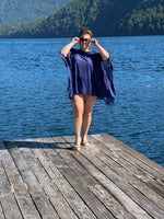 Resort Poncho Coverup in Navy Blue