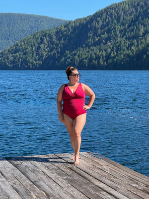 The Sunday One Piece Swimsuit in Dark Cherry Red