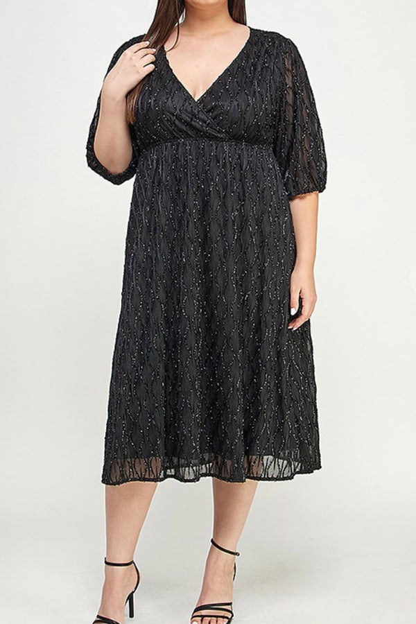 Plus size black empire waist dress 