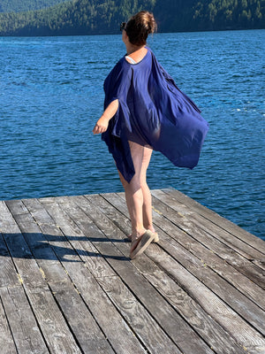 Resort Poncho Coverup in Navy Blue