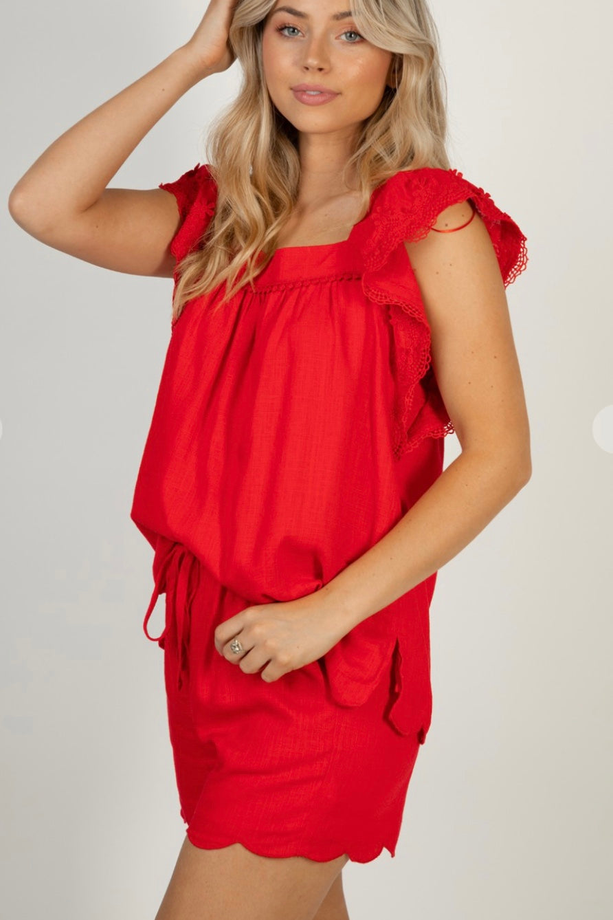 Plus size linen blend short set