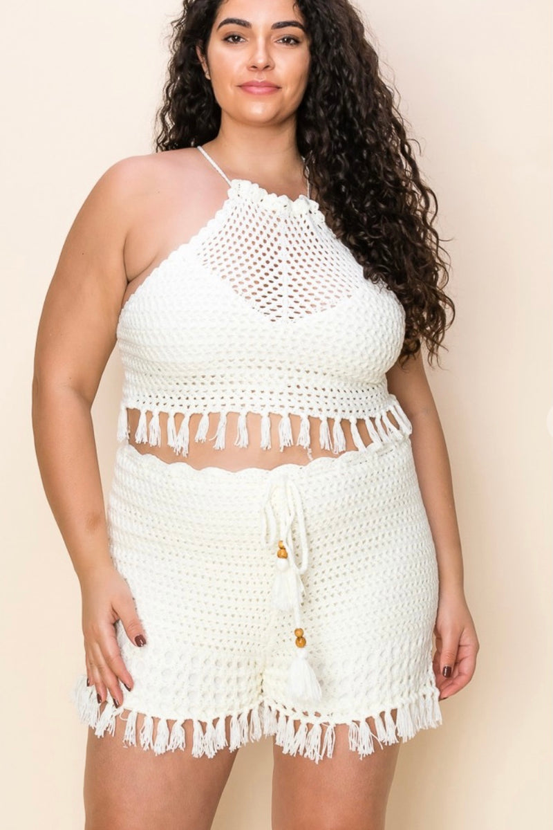 Plus size crochet short set