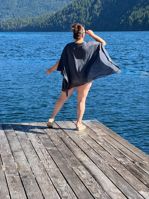 Resort Poncho Coverup in Dark Grey