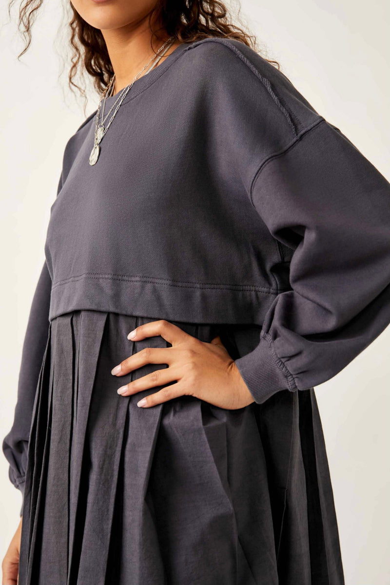 Washed Black oversized sweatshirt dress