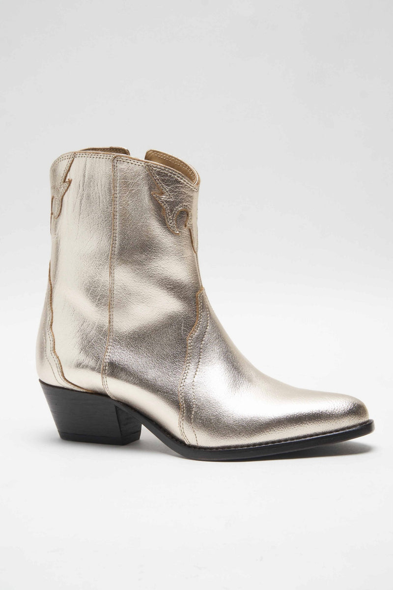 Gold leather ankle boot 