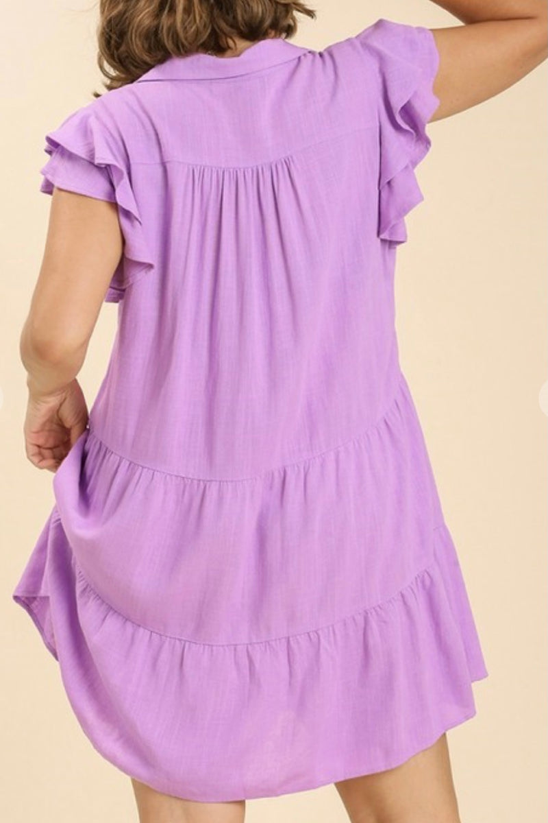 Plus size women’s lavender collared dress