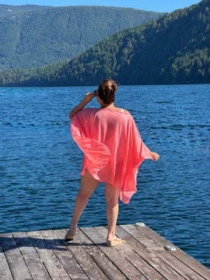 Resort Poncho Coverup in Coral Peach