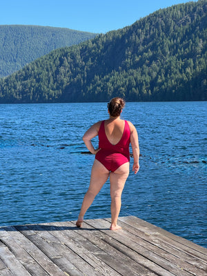 The Sunday One Piece Swimsuit in Dark Cherry Red