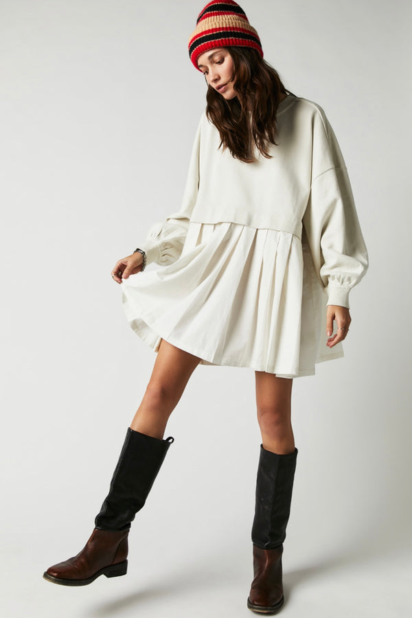 Free People Eleanor sweatshirt in grey combo