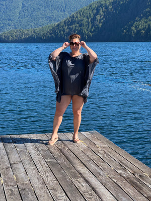 Resort Poncho Coverup in Dark Grey