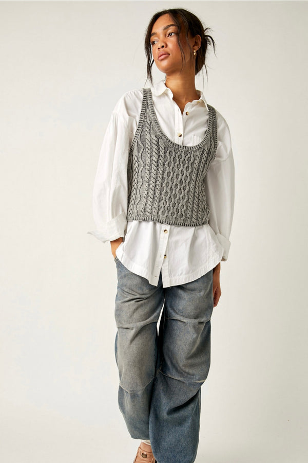 Free people high tide cable tank | free people sweater vest | grey sweater vest| 