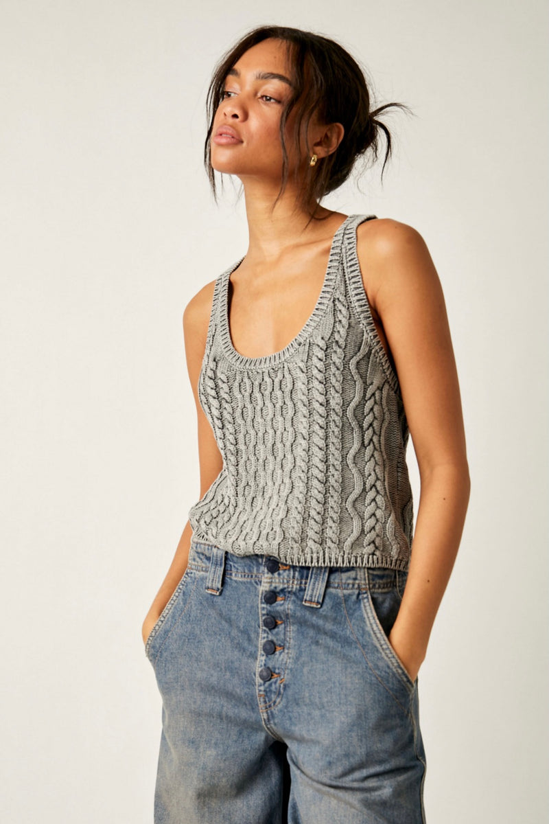 Free People High Tide Cable Sweater Tank - Size Lg