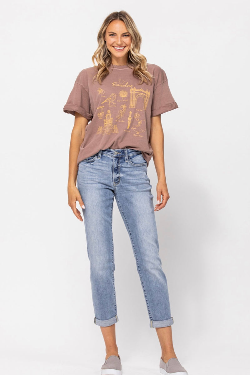 Judy Blue Midrise Light Wash Boyfriend Jeans