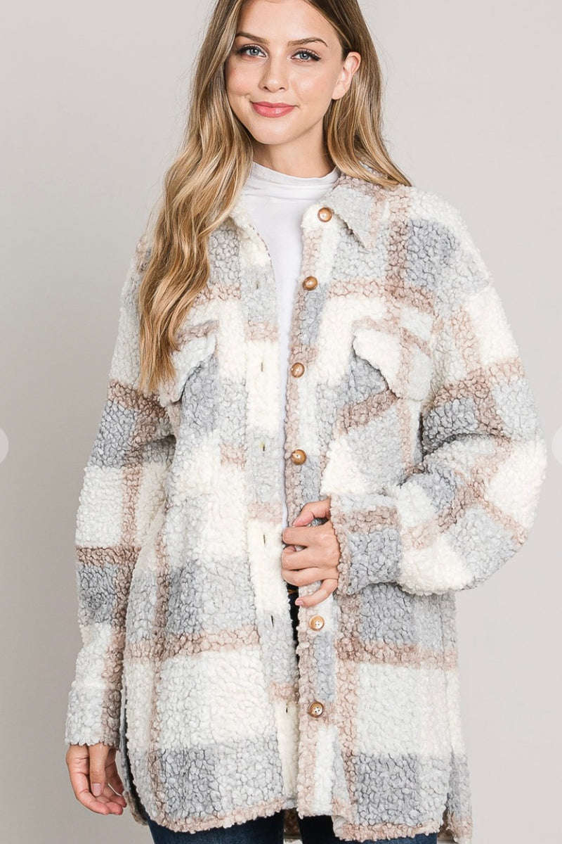 Teddy Plaid Sherpa Shacket