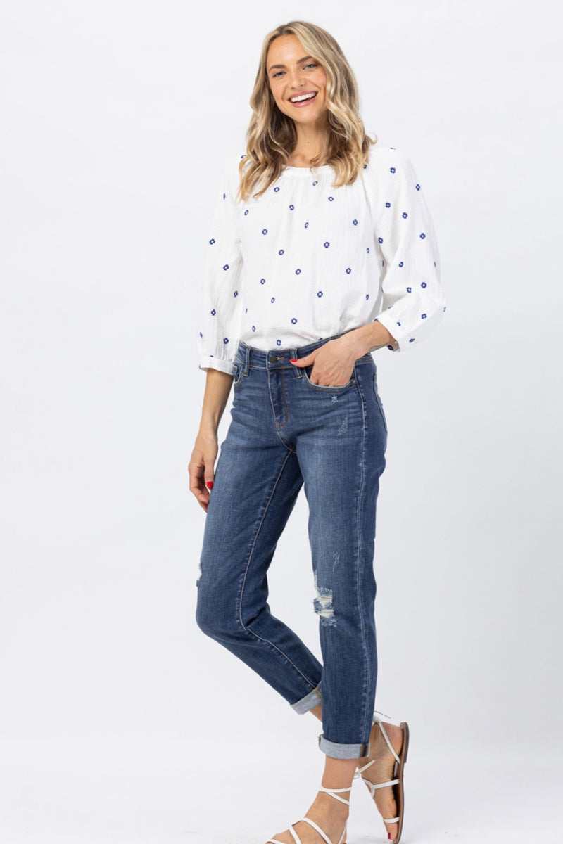 Judy Blue Mid-rise Dark Wash Boyfriend Jeans