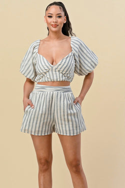 Summer Stripes Cotton Short Set