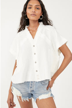 Free people| Dreamy days| cotton| button dwon| cropped| shirt|