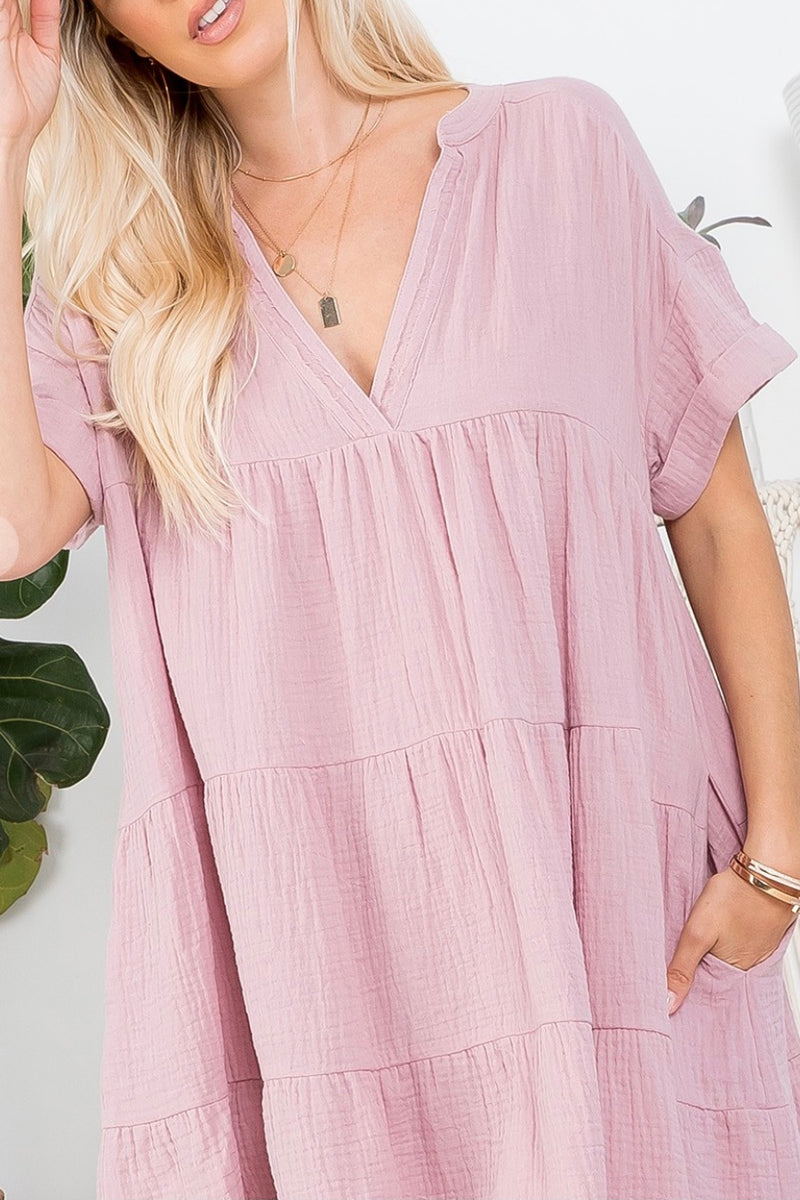 Cotton V-neck Babydoll dress