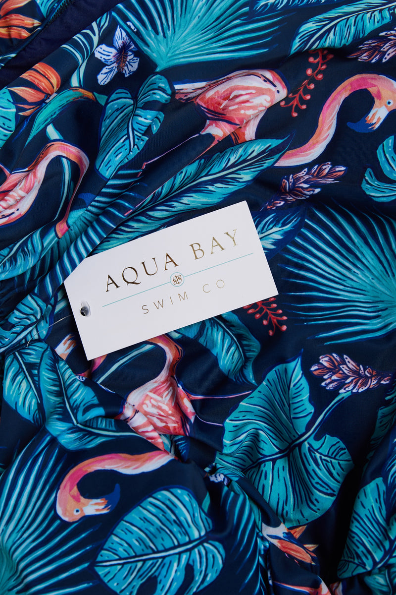 Aqua Bay Swim Co, comfortable, sporty, triangle, d cup, lace-up, back, adjustable, back, strap, bikini, top, swimsuit, tropics