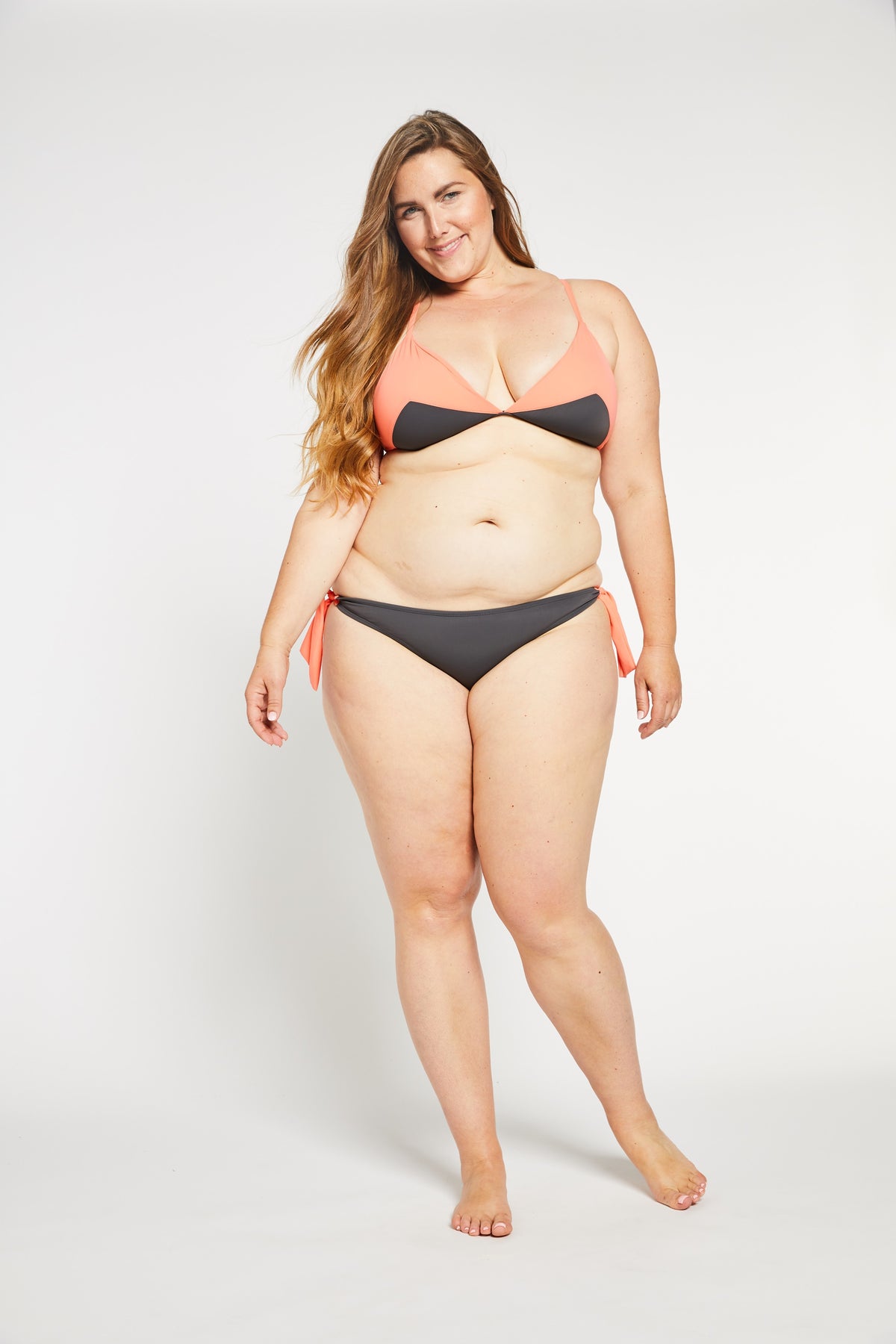 Aqua Bay Swim Co, plus size swimwear canada, bathing suits canada, side tie bikini bottoms canada, shop bikinis canada, grey bikini bottoms canada