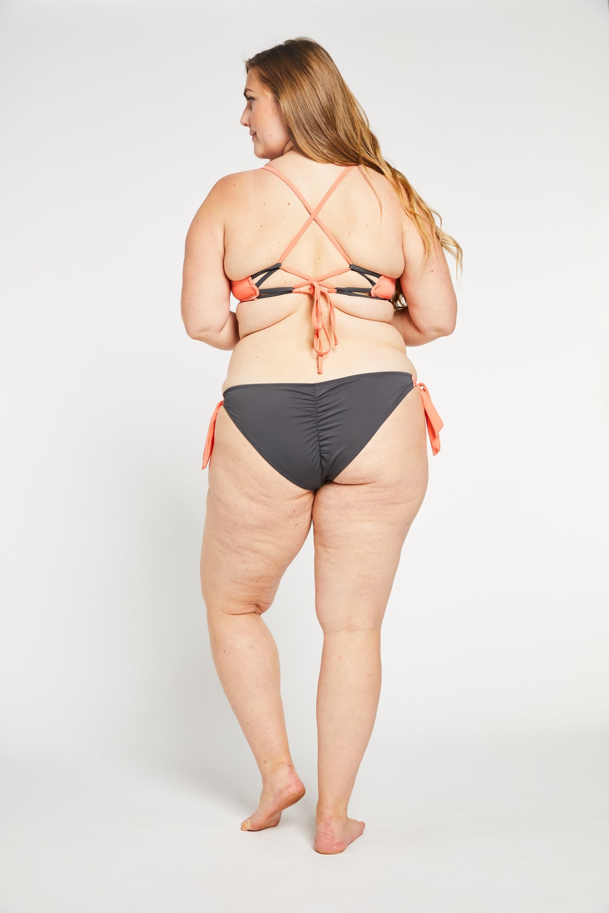 Aqua Bay Swim Co, grey swimsuits canada, cute bathing suits canada, grey side tie bikini bottoms canada, bikini bottoms canada