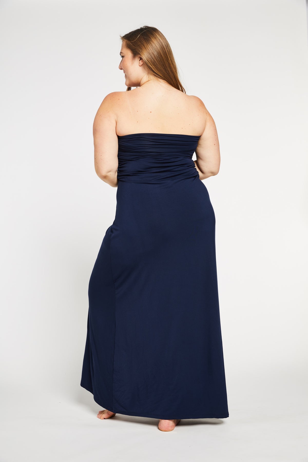 Aqua Bay Swim Co, navy maxi dress, convertible maxi dress, strapless maxi dress, navy maxi skirt, bamboo womens clothing canada