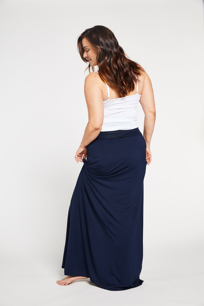 Bamboo Convertible Maxi Dress in Navy  Women's Clothing – Aqua Bay Swim Co