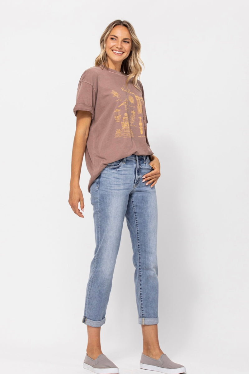 Judy Blue Midrise Light Wash Boyfriend Jeans