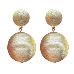 Gold| Raffia| Pom pom| earrings|