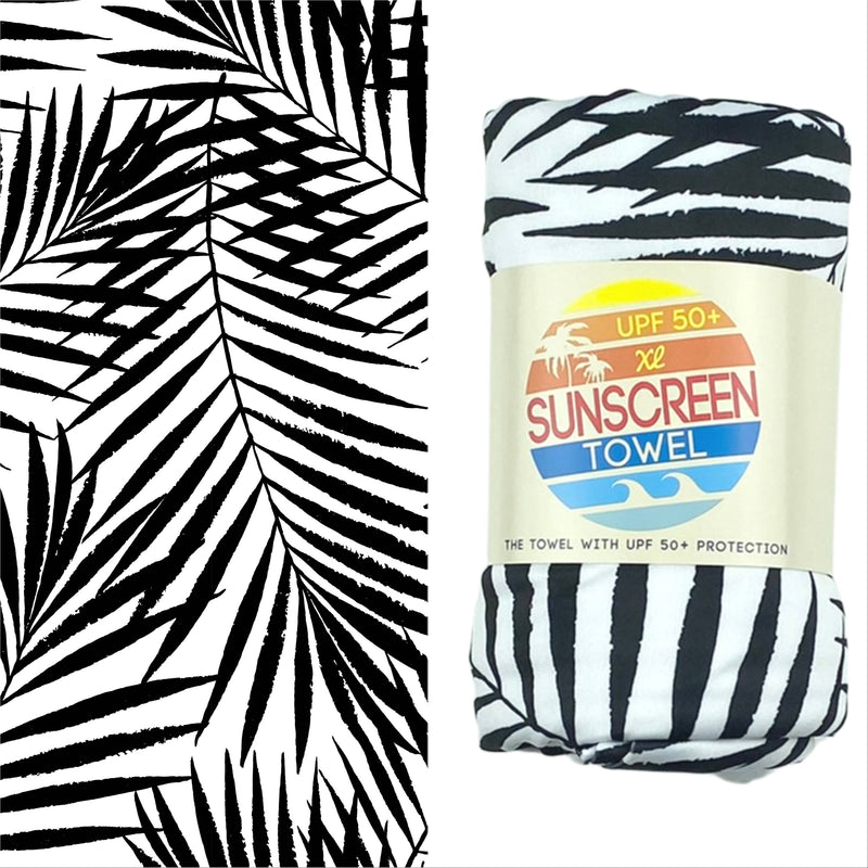 XL UPF 50+ Sunscreen Towel (Black & White Palm)