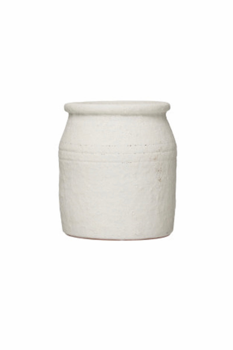 White Distressed Terra-cotta Crock