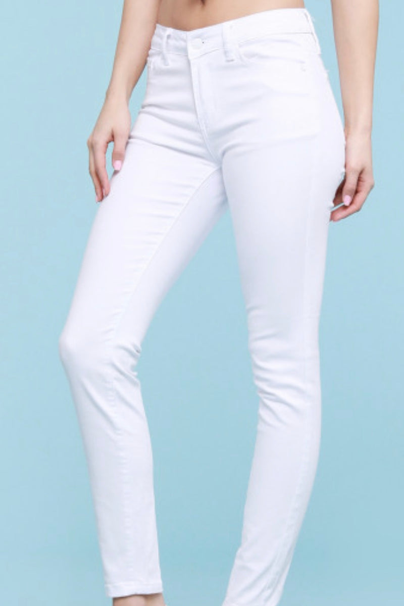 Judy Blue Marley White Mid-rise Skinny Jeans