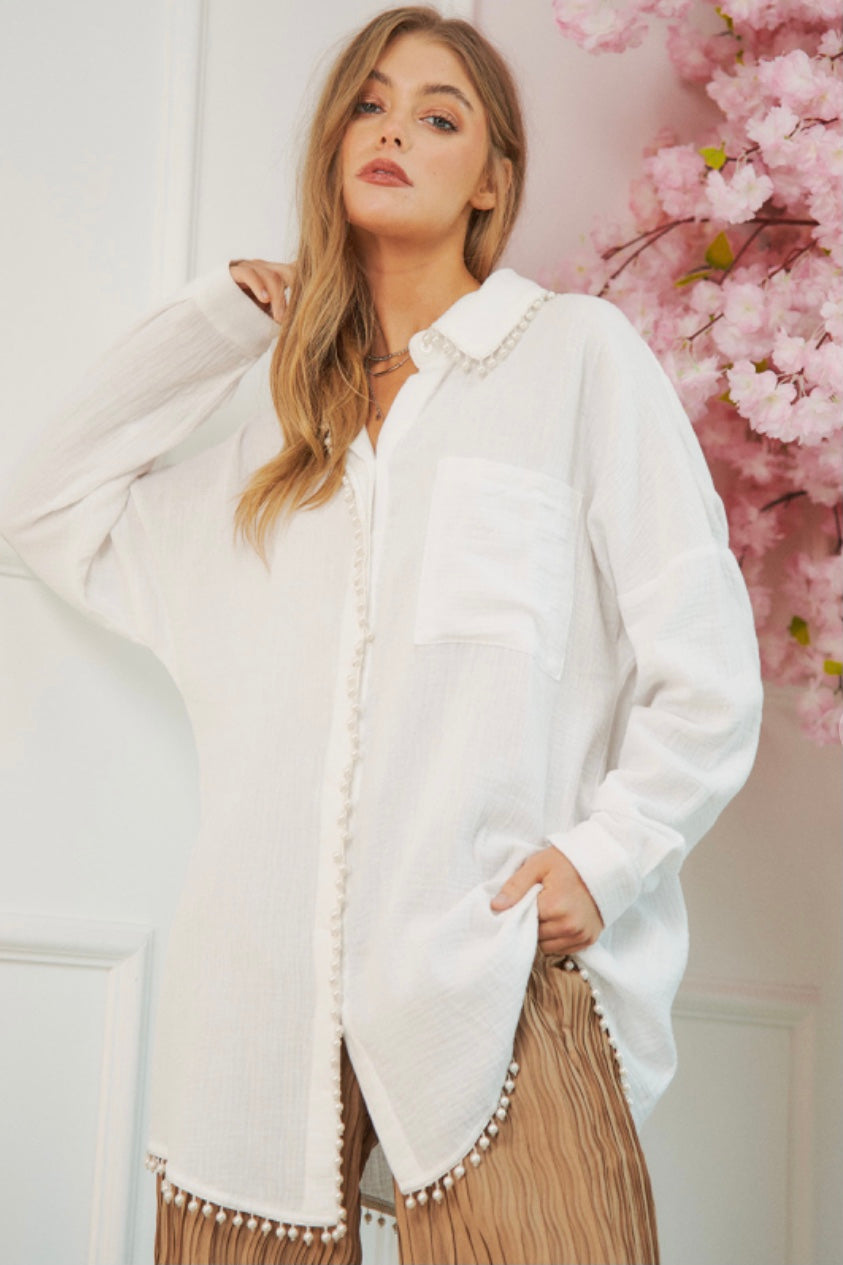 white tops with pearl detailing 