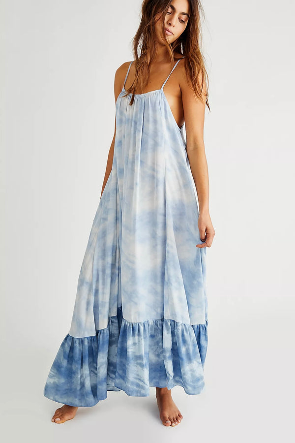 Free People| Full on| Maxi| Slip| Dress| tie dye| 