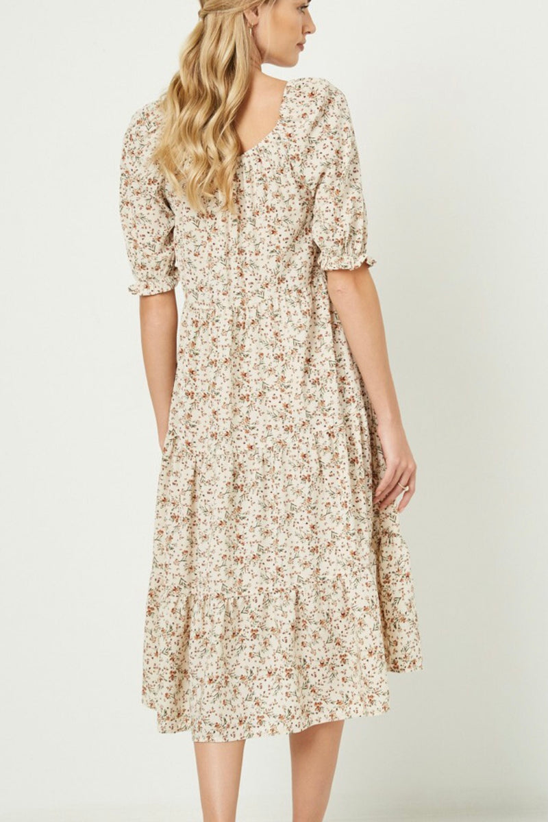 Garden Party Floral Print Midi Dress - Size S & 3X