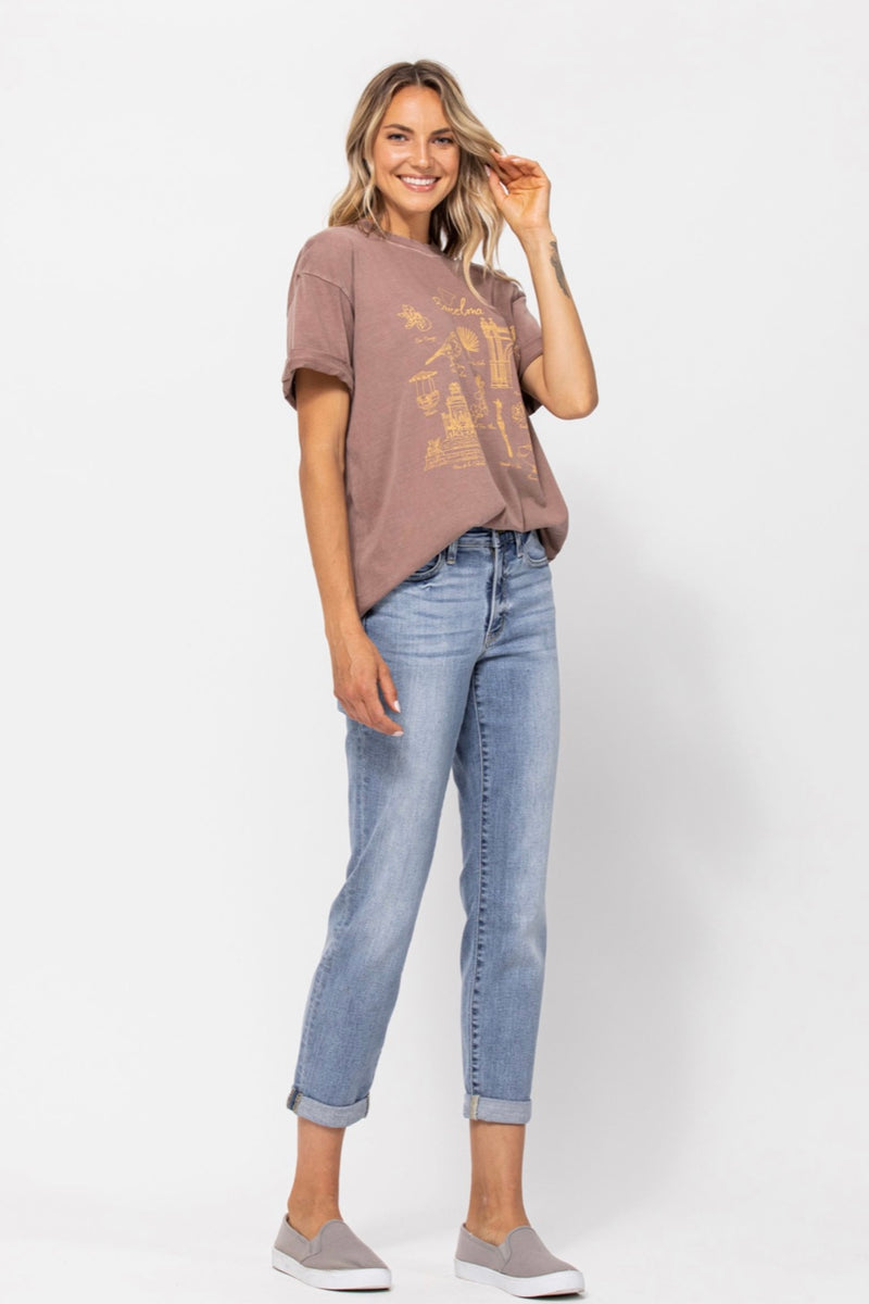 Judy Blue Midrise Light Wash Boyfriend Jeans