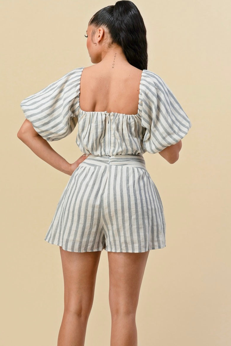 Summer Stripes Cotton Short Set