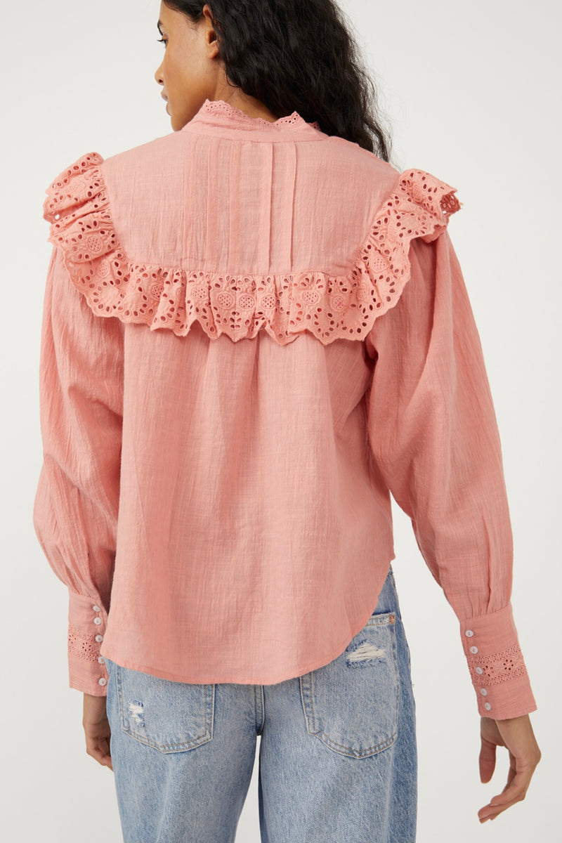 Free People Hit The Road Button Down Top in Sun Sand