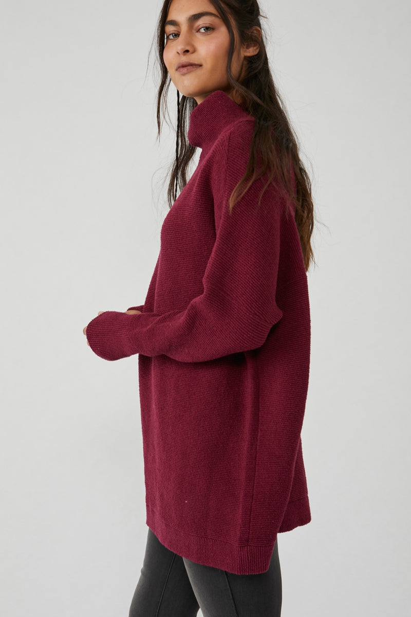 Free People Slouchy Ottoman Tunic Pomegranate Wine - Size XS