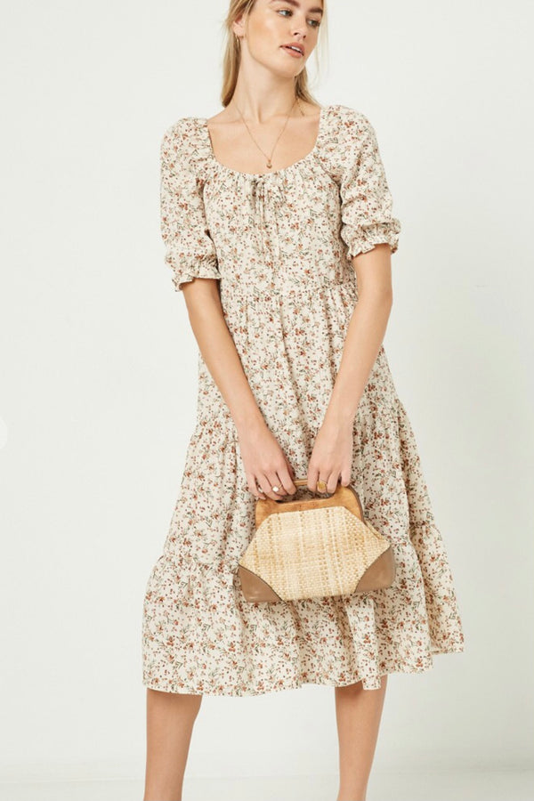 Garden Party Floral Print Midi Dress - Size S & 3X