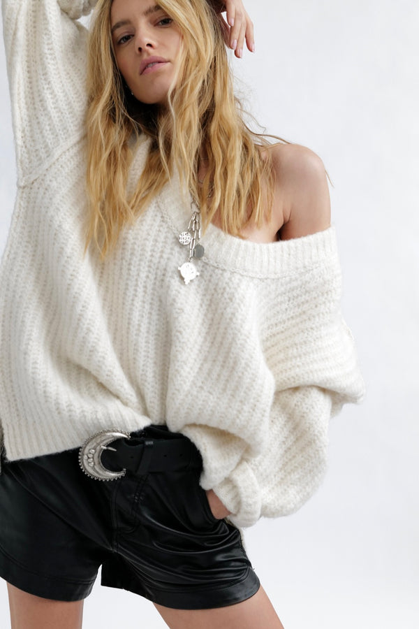 Free People Blue Bell V Neck Sweater