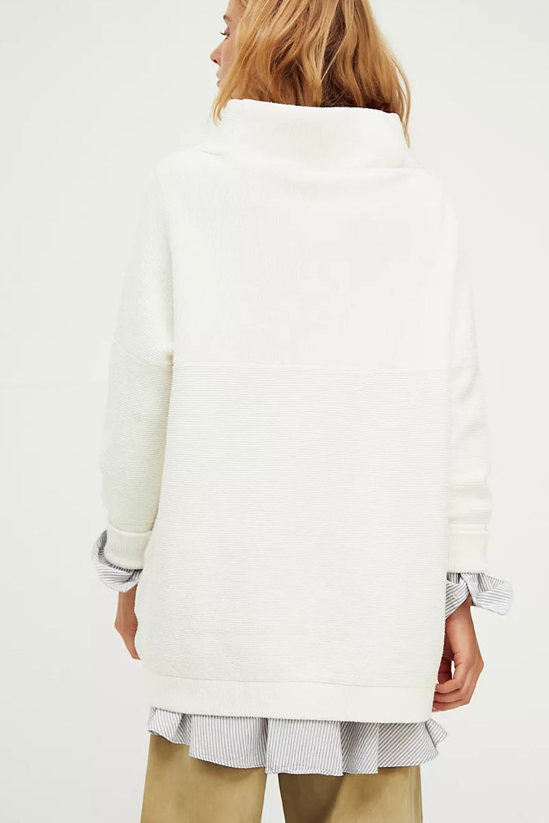 Free People Slouchy Ottoman Tunic Sweater in Optic White - Last One Size M