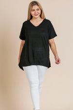 Linen| v-neck| t-shirt| tunic| top| 
