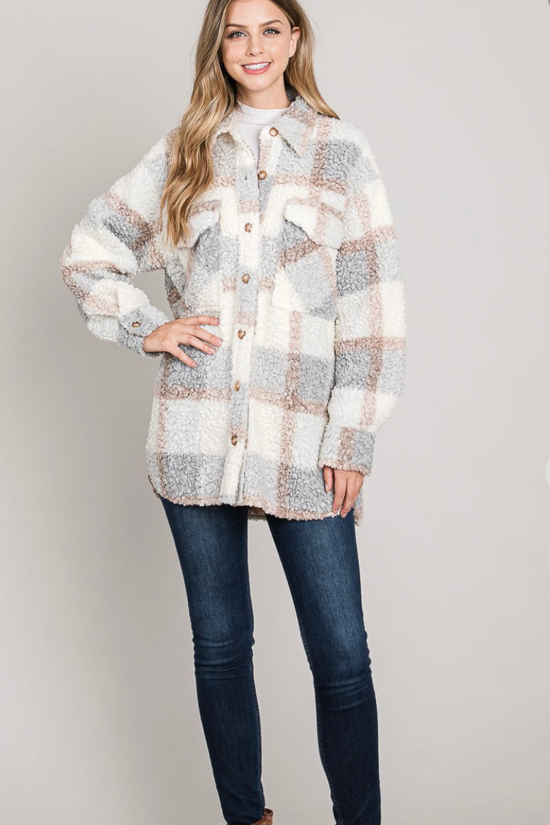 Teddy Plaid Sherpa Shacket
