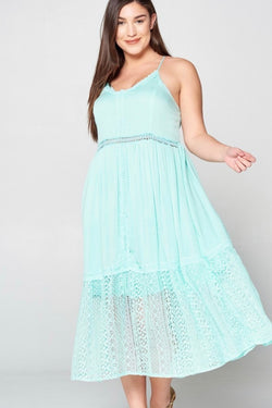 Crochet|lace|midi|aqua|summer|dress