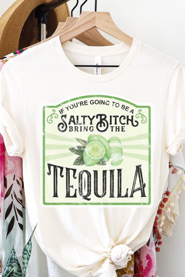 Salty bi#ch| tequila| cream| cotton| grahic| tshirt|