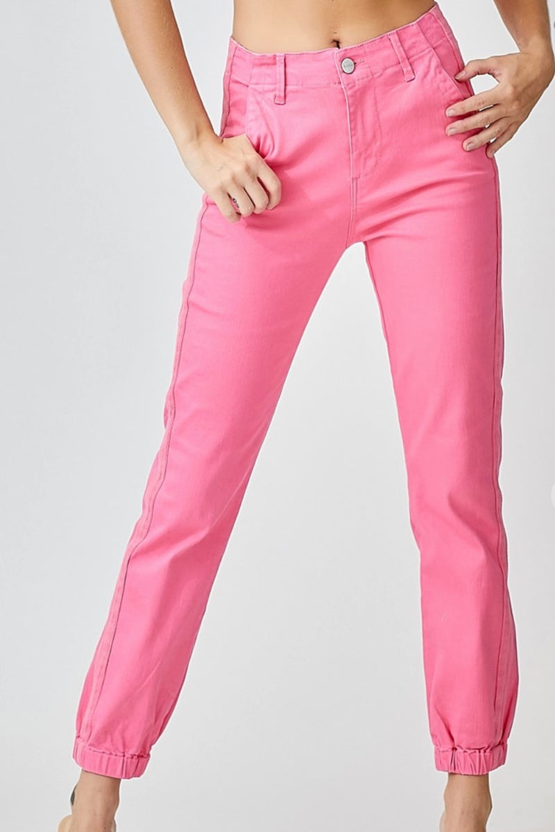 High Rise Hot Pink Jogger Jeans