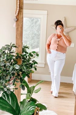 White| high rise| button up| flare| jeans