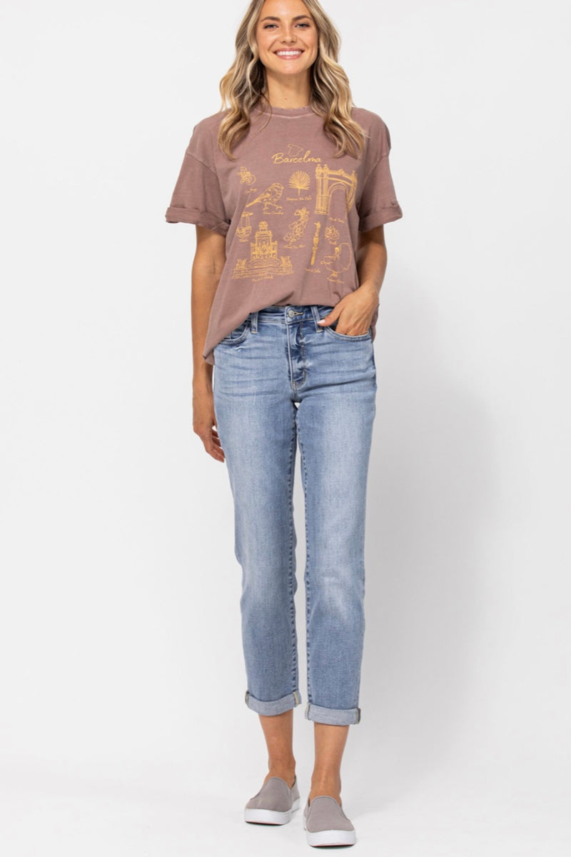 Judy Blue Midrise Light Wash Boyfriend Jeans